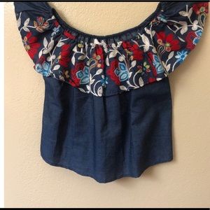 Embroidery off shoulder shirt